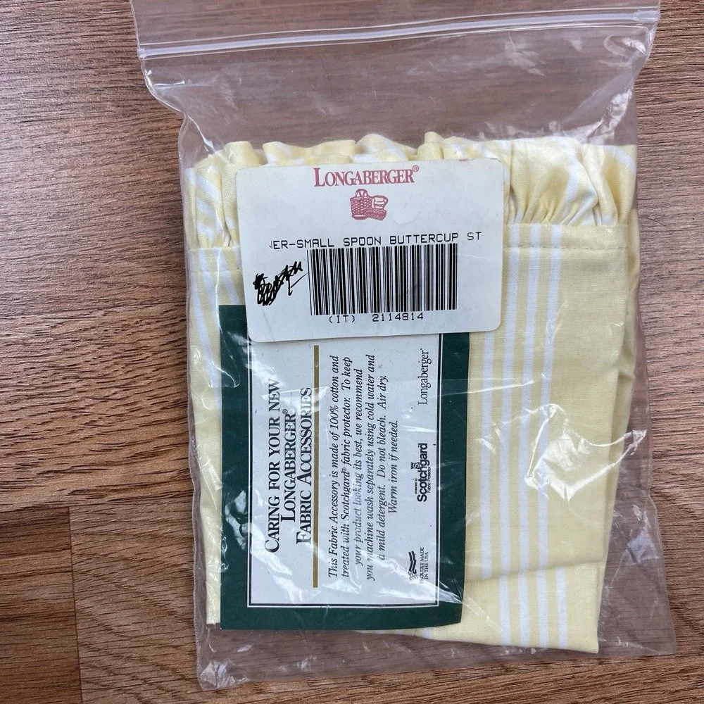 Longaberger‎ Basket Fabric Liner For Small Spoon Basket Buttercup Yellow Stripe